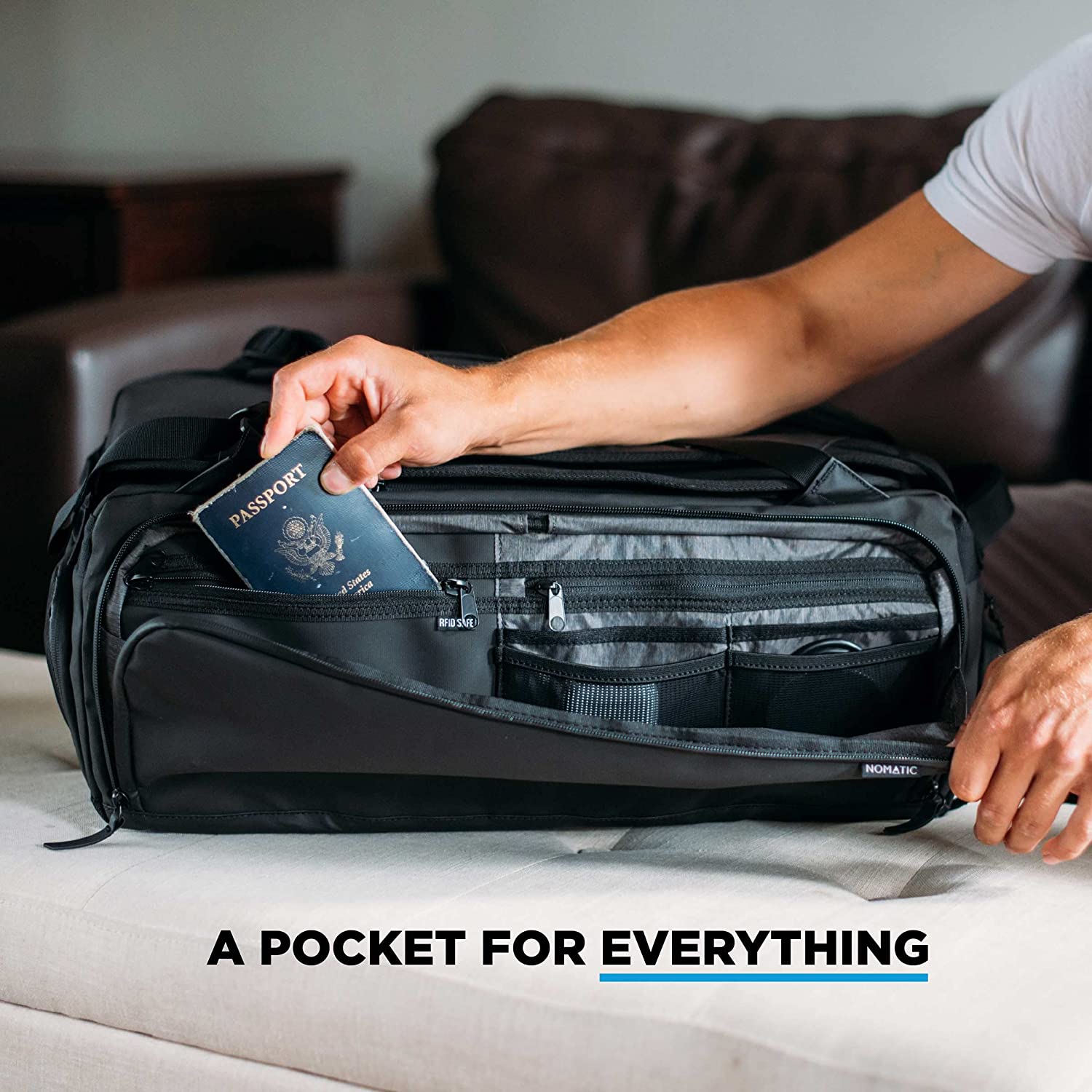 Nomatic travel bag passport compartment