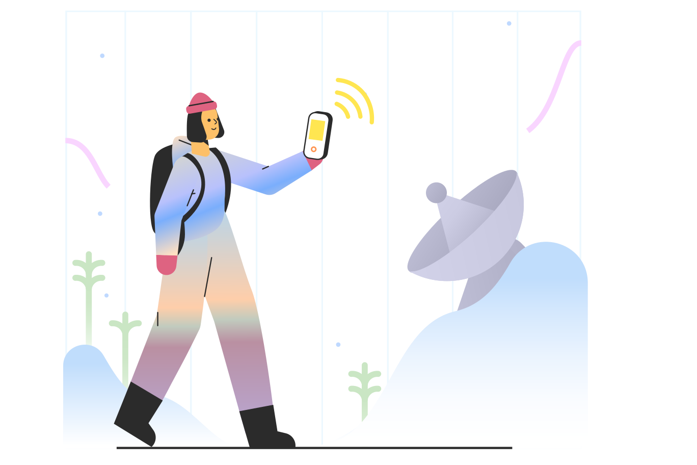 Girl looking for WiFi