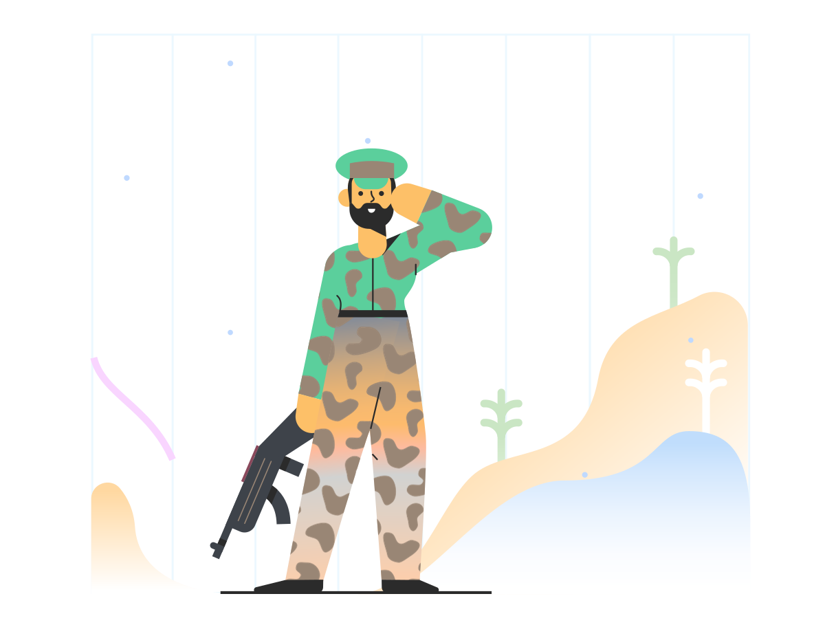 Soldier staying safe